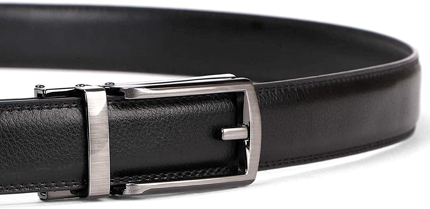 WERFORU Leather Ratchet Belt for Men Perfect Fit Waist Size Up to 50 Inches with Automatic Buckle