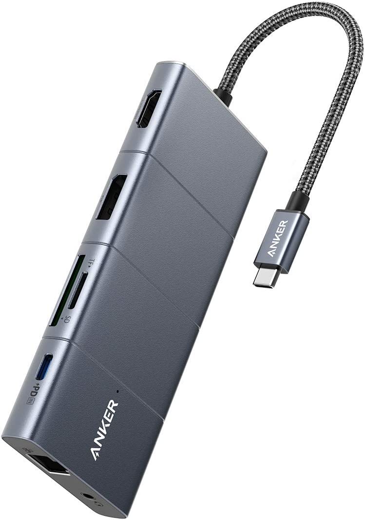 Anker USB C Hub, PowerExpand 11-in-1 Docking Station, with 4K@60Hz HDMI and DP, 100W Power Delivery, USB-C and 3 USB-A Data Ports, 1 Gbps Ethernet, 3.5mm Audio, microSD and SD Card Reader